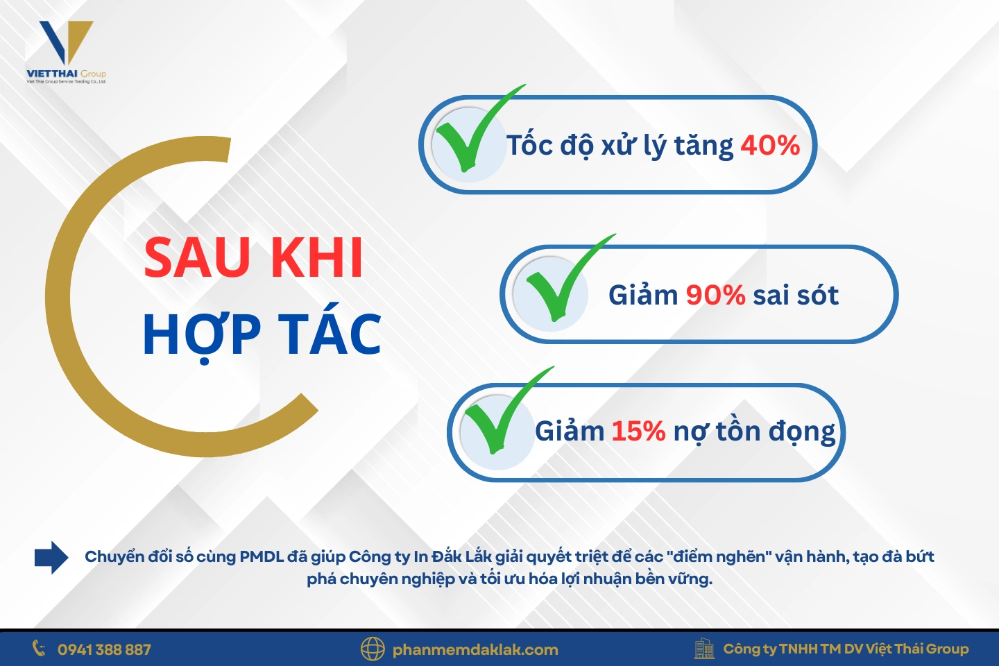 Kết quả sau khi PMDL đồng hành cùng khách hàng.